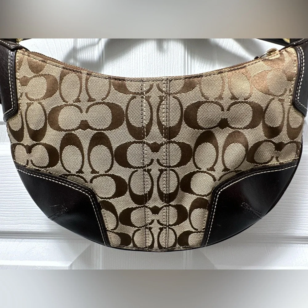 Coach Vintage Y2K Brown Signature Hobo Demi with Leather Corners H0768-11371